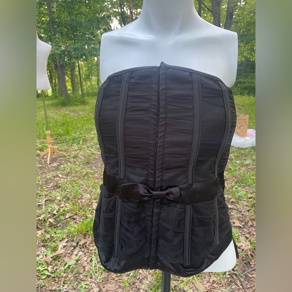 Black Ruched Bustier Sleeveless Top